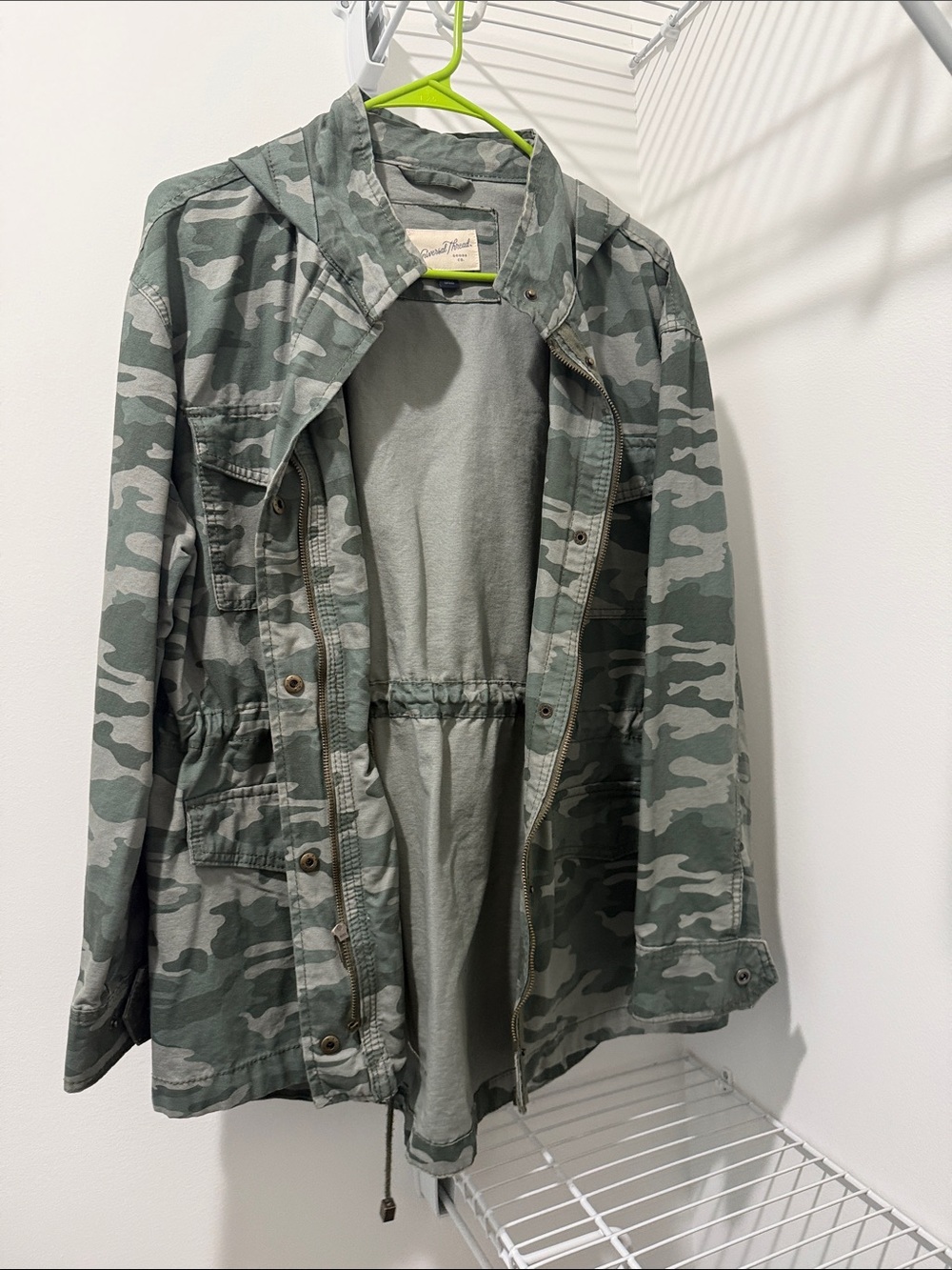 Universal Thread Kids Camo Hooded Jacket - Olive Green
